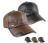 NNBWLMAEE Warm Leather Baseball cap - Windproof PU Leather Baseball cap with Thick Fleece Lining, Adjustable for Fall Winter Outdoor (B+C)