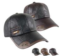 NNBWLMAEE Warm Leather Baseball cap - Windproof PU Leather Baseball cap with Thick Fleece Lining, Adjustable for Fall Winter Outdoor (A+C)