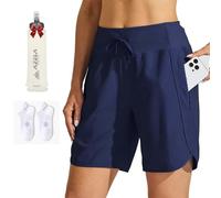 NNBWLMAEE Women's Athletic Shorts 7 inch Inseam, High Waisted Running Workout Active Shorts for Women with 2 Zipper Pockets (A2,M)