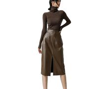 NNCSNE Gonna Midi da Donna con Gonna in Ecopelle-caffè-M Consigliato 95-105 Catties/2 Piedi