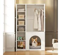 NNJN Armadio a 3 ante con asta appendiabiti, mobile per bambini, adatto agli animali domestici e ai bambini, 120 x 50 x 200 cm, bianco