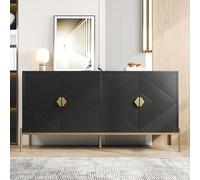 NNJN Credenze moderne, armadi, cassettiere, adatte per soggiorno/sala da pranzo/ingresso, 162 x 40 x 80 cm (larghezza x altezza x profondità) (nero)