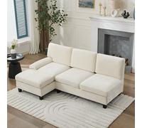 NNJN Divano e divano imbottiti, 3 posti, divano ad angolo per soggiorno, appartamento, lounge e camera da letto, divano letto a forma di L, divano per il tempo libero 194 x 118 x 81 cm (beige)