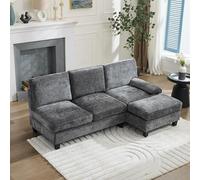 NNJN Divano e divano imbottiti, 3 posti, divano ad angolo per soggiorno, appartamento, lounge e camera da letto, divano letto a forma di L, divano per il tempo libero 194 x 118 x 81 cm (grigio)