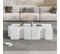 NNJN Fantastico set di tavolino bianco a forma di puzzle, design modulare in 2 pezzi, può essere diviso per posizionare tavoli da divano su entrambe le estremità del divano, tavolo da soggiorno
