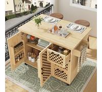 NNJN Isola da cucina, armadio, armadio a buffet, 120 x 45 (75) x 92 cm, carrello da cucina estraibile con ruote, con porta asciugamani, porta portaoggetti, due porte, tre cassetti, motivo a scacchiera