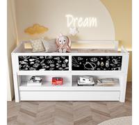 NNJN Lettino per bambini, 90 x 200, estraibile, con lavagna graffiti, con spazio aperto, con scaletta, letto per bambini, in legno massiccio, senza materasso (bianco)