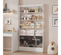 NNJN Libreria fotografica, libreria per cameretta dei bambini, a 4 livelli, con bordo nero dipinto, protezione antiribaltamento/risparmio di spazio, libreria dietro la porta (100 x 10 x 180 cm)