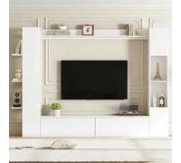 NNJN Parete per soggiorno, vetrina intercambiabile, set da 4 pezzi, parete compatta con molto spazio di archiviazione, armadietto TV, vetrina, armadietto di immagazzinaggio, appositamente progettato