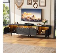 NNJN Tavola bassa da 176 x 38 x 45 cm, con 6 gambe di supporto, supporto per TV con 2 cassetti e 2 armadi, mobile TV, soggiorno, mobile TV, adatta per supporto TV fino a 75 pollici, mobile TV (nero)