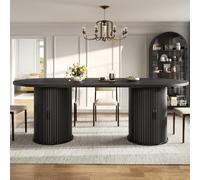 NNJN Tavolo da pranzo allungabile, tavolo da cucina versatile con maniglie in metallo, salvaspazio per piccoli spazi, tavolo multifunzionale, vano portaoggetti nascosto, nero, 150-190 cm