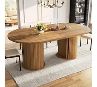 NNJN Tavolo da pranzo allungabile, tavolo da cucina versatile con maniglie in metallo, salvaspazio per piccoli spazi, tavolo multifunzionale, vano portaoggetti nascosto, marrone scuro, 150-190 cm