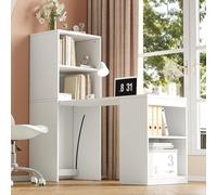 NNJN Tavolo pieghevole multifunzione che unisce scrivania e armadio in un unico design, quattro scomparti per un'organizzazione efficiente, elevata capacità di carico, bianco 130 x 51 x 137 cm