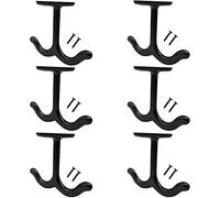 NNNJunhua Ganci a doppio gancio in lega di zinco per armadietti, guardaroba, cappotti, asciugamani, cappelli, ganci sotto mensola, 6 pezzi (nero)