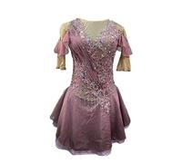 Nnnydjy Abbigliamento da Gara per Pattinaggio A Rotelle su Ghiaccio A Maniche Corte Abito Professionale da Pattinaggio Artistico per Donna Costume da Ginnastica Artistica per Bambina,A,XL