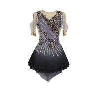 Nnnydjy Abbigliamento da Pattinaggio Artistico da Bambina, Colore Scuro, per Gare Abiti da Pattinaggio Artistico su Ghiaccio Costume da Ginnastica Ritmica da Donna Applicazioni,A,XXXL