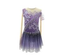 Nnnydjy Abiti da Ballo per Pattinaggio A Rotelle su Ghiaccio con Scollo Rotondo per Bambine Body da Ginnastica per Balletto da Donna Costume da Pattinaggio Artistico A Maniche Lunghe,Viola,M