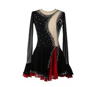 Nnnydjy Abiti da Competizione per Il Pattinaggio delle Figure per Ragazze Costume da Pattinaggio A Rulli di Ghiaccio Femminile Abbigliamento Attivo del Body Ginnastico All'aperto,Nero,4_6Years