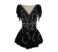 Nnnydjy Abiti da Pattinaggio Artistico per Gare Costume da Pattinaggio su Ghiaccio A Rotelle da Donna Gonna da Pattinaggio Professionale per Bambine Body da Ginnastica Sportivo,Nero,M