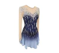 Nnnydjy Abiti da Pattinaggio Artistico Professionale per Bambine Costume da Pattinaggio sul Ghiaccio A Maniche Lunghe per Bambine Body da Competizione per Danza Classica E Ginnastica,Blu,7_10Years