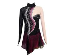 Nnnydjy Abiti da Pattinaggio sul Ghiaccio per Ragazze per La Competizione Cristallo Lucido Gonna da Pattinaggio Artistico da Donna Abbigliamento da Ballo per Ginnastica Artistica,Nero,4_6Years