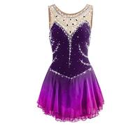 Nnnydjy Abito da Competizione di Pattinaggio Artistico Senza Maniche Costume da Pratica Pattinaggio su Ghiaccio da Donna Body da Ginnastica tutù Strass Gioiello Fatto A Mano,G,5_8Years