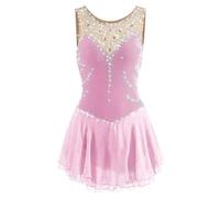 Nnnydjy Abito da Competizione di Pattinaggio Artistico Senza Maniche Costume da Pratica Pattinaggio su Ghiaccio da Donna Body da Ginnastica tutù Strass Gioiello Fatto A Mano,K,15_16Years