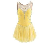 Nnnydjy Abito da Competizione di Pattinaggio Artistico Senza Maniche Costume da Pratica Pattinaggio su Ghiaccio da Donna Body da Ginnastica tutù Strass Gioiello Fatto A Mano,I,XXL