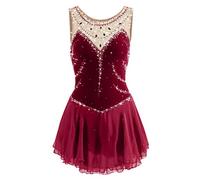 Nnnydjy Abito da Competizione di Pattinaggio Artistico Senza Maniche Costume da Pratica Pattinaggio su Ghiaccio da Donna Body da Ginnastica tutù Strass Gioiello Fatto A Mano,C,L