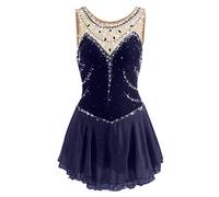 Nnnydjy Abito da Competizione di Pattinaggio Artistico Senza Maniche Costume da Pratica Pattinaggio su Ghiaccio da Donna Body da Ginnastica tutù Strass Gioiello Fatto A Mano,F,5_8Years