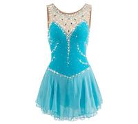 Nnnydjy Abito da Competizione di Pattinaggio Artistico Senza Maniche Costume da Pratica Pattinaggio su Ghiaccio da Donna Body da Ginnastica tutù Strass Gioiello Fatto A Mano,E,XXL
