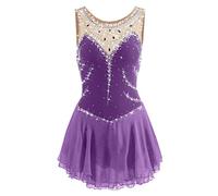 Nnnydjy Abito da Competizione di Pattinaggio Artistico Senza Maniche Costume da Pratica Pattinaggio su Ghiaccio da Donna Body da Ginnastica tutù Strass Gioiello Fatto A Mano,B,L