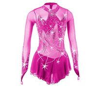 Nnnydjy Abito da Concorso di Pattinaggio di Figura per Bambini Body per Ginnastica Ritmica A Maniche Lunghe Activewear Costumi da Pattinaggio su Ghiaccio Professionali Fatti A Mano,H,7_10Years