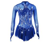 Nnnydjy Abito da Concorso di Pattinaggio di Figura per Bambini Body per Ginnastica Ritmica A Maniche Lunghe Activewear Costumi da Pattinaggio su Ghiaccio Professionali Fatti A Mano,I,7_10Years