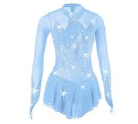 Nnnydjy Abito da Concorso di Pattinaggio di Figura per Bambini Body per Ginnastica Ritmica A Maniche Lunghe Activewear Costumi da Pattinaggio su Ghiaccio Professionali Fatti A Mano,A,7_10Years