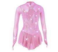 Nnnydjy Abito da Concorso di Pattinaggio di Figura per Bambini Body per Ginnastica Ritmica A Maniche Lunghe Activewear Costumi da Pattinaggio su Ghiaccio Professionali Fatti A Mano,F,7_10Years