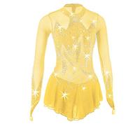 Nnnydjy Abito da Concorso di Pattinaggio di Figura per Bambini Body per Ginnastica Ritmica A Maniche Lunghe Activewear Costumi da Pattinaggio su Ghiaccio Professionali Fatti A Mano,D,7_10Years