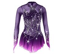 Nnnydjy Abito da Concorso di Pattinaggio di Figura per Bambini Body per Ginnastica Ritmica A Maniche Lunghe Activewear Costumi da Pattinaggio su Ghiaccio Professionali Fatti A Mano,C,7_10Years