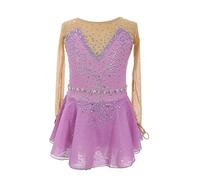 Nnnydjy Abito da Gara di Pattinaggio Artistico su Ghiaccio Costume da Pattinaggio A Rotelle da Donna Gonna Sportiva da Esterno Fatta A Mano da Bambina Body da Ginnastica con Strass,A,XXL