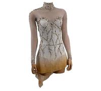 Nnnydjy Abito da Gara di Pattinaggio Artistico su Ghiaccio per Bambine Gonna da Pattinaggio Artistico Professionale da Donna Fatta A Mano Body da Ginnastica con Strass,A,M