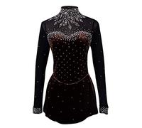 Nnnydjy Abito da Gara di Pattinaggio di Figura Classico Costume da Pattinaggio su Ghiaccio per Bambine Body da Ginnastica in Velluto Ad Alta Elasticità Gonna per Sport A Rotelle,A,4_6Years