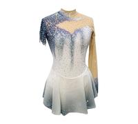 Nnnydjy Abito da Gara Professionale di Pattinaggio Artistico Body da Ginnastica Ritmica per Ragazze Gonna da Spettacolo di Danza Classica,A,S