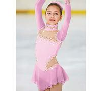 Nnnydjy Abito da Pattinaggio Artistico A Collo Alto alla Moda per Ragazze Costume da Gara di Pattinaggio su Ghiaccio A Maniche Lunghe Body per Spettacoli di Ginnastica Completo,E,5_8Years