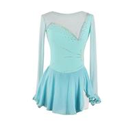 Nnnydjy Abito da Pattinaggio Artistico A Scollo Tondo per Bambine Costume da Gara per Pattinaggio sul Ghiaccio Abiti da Spettacolo per Danza Classica Body da Ginnastica,Blu,XL