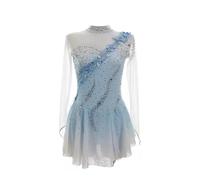 Nnnydjy Abito da Pattinaggio Artistico da Donna Abbigliamento da Pattinaggio Professionale su Ghiaccio da Bambina Costumi da Ginnastica Elasticizzati per Adulti con Fiori,Blu,5_8Years