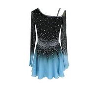 Nnnydjy Abito da Pattinaggio Artistico da Donna Abbigliamento Pattinaggio su Ghiaccio per Ragazze Elasticità Abbigliamento da Pattinaggio Professionale da Competizione Manica Lunga,Nero,L
