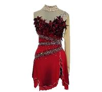 Nnnydjy Abito da Pattinaggio Artistico da Donna Completi da Gara per Pattinaggio A Rotelle da Ragazza Costume da Ginnastica Ritmica con Cristalli Abbigliamento Sportivo Fatto A Mano,Rosso,L