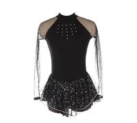 Nnnydjy Abito da Pattinaggio Artistico da Ragazza Costume da Competizione di Pattinaggio su Ghiaccio Professionale Vuota Gonna Classica per Sport Invernali Fatta Cristallo Donna,Nero,5_8Years
