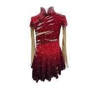 Nnnydjy Abito da Pattinaggio Artistico per Bambine Gonna da Pattinaggio su Ghiaccio Professionale Costume da Competizione di Ginnastica Fatto A Mano da Donna Orlo Asimmetrico,A,7_10Years
