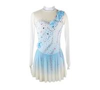Nnnydjy Abito da Pattinaggio Artistico Professionale da Donna Abbigliamento da Pattinaggio su Ghiaccio per Ragazze Costumi da Ginnastica E Danza per Adulti Fiori Fatti A Mano,Bianca,M